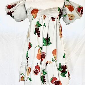 Urban Outfitters Fruit Print Puff Sleeve Dress - Size Small